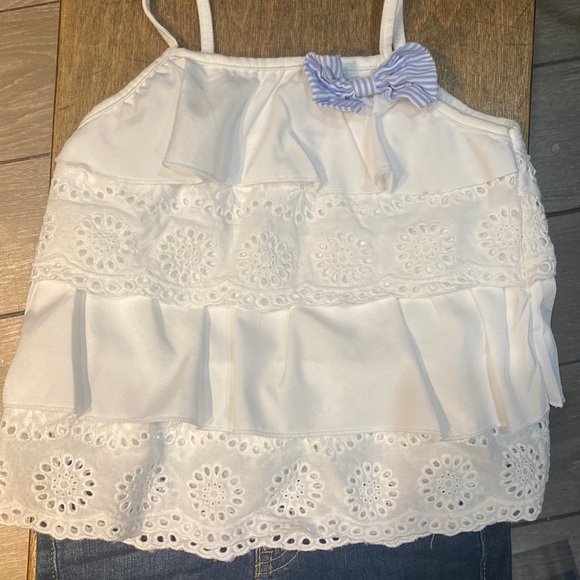 Cat and Jack Girls Denim Shorts stretch shorts 3T and 4T Geranimals White Tank - Picture 15 of 16